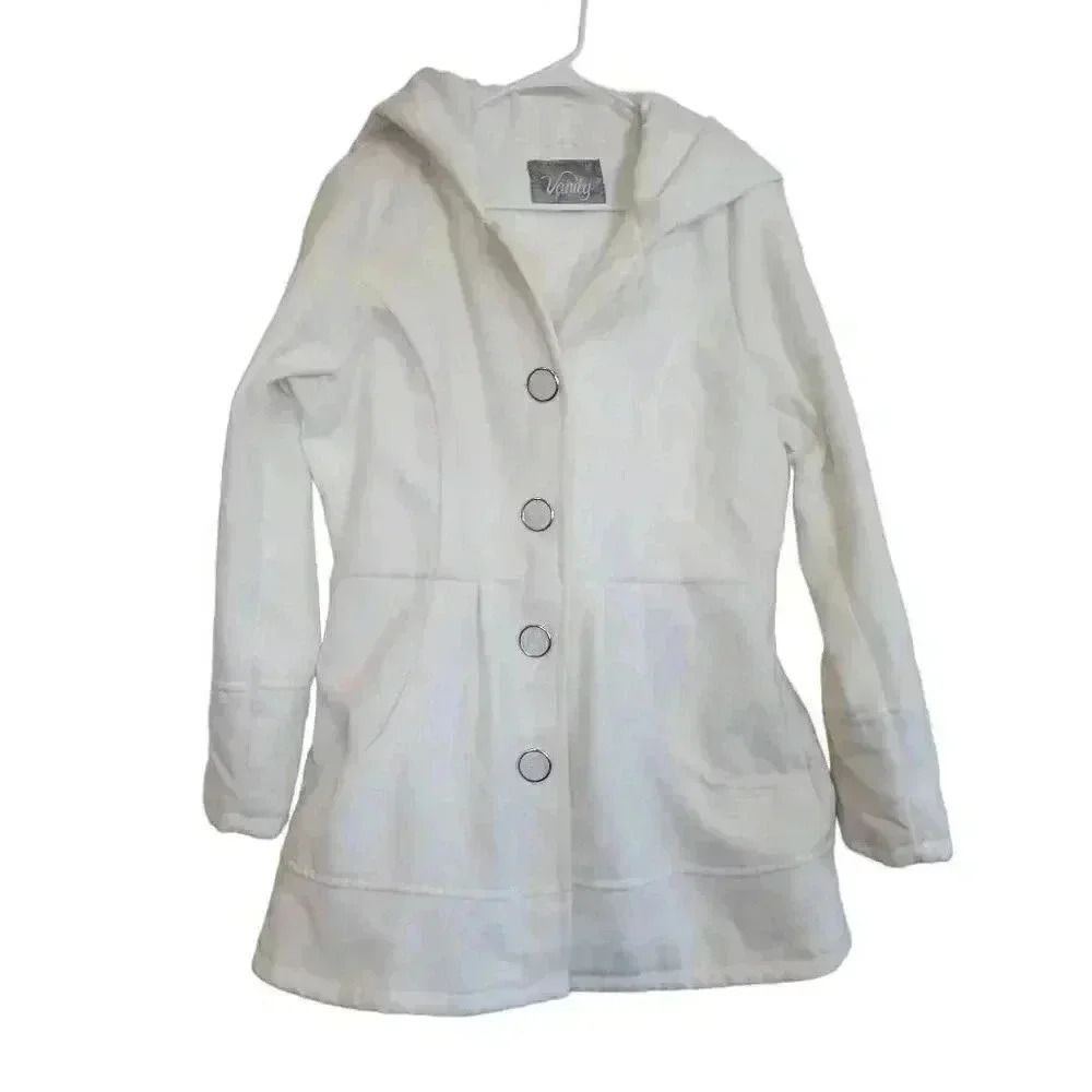 Vanity Women's Winter White Poly/Wool Fleece Lined Jacket with Hood